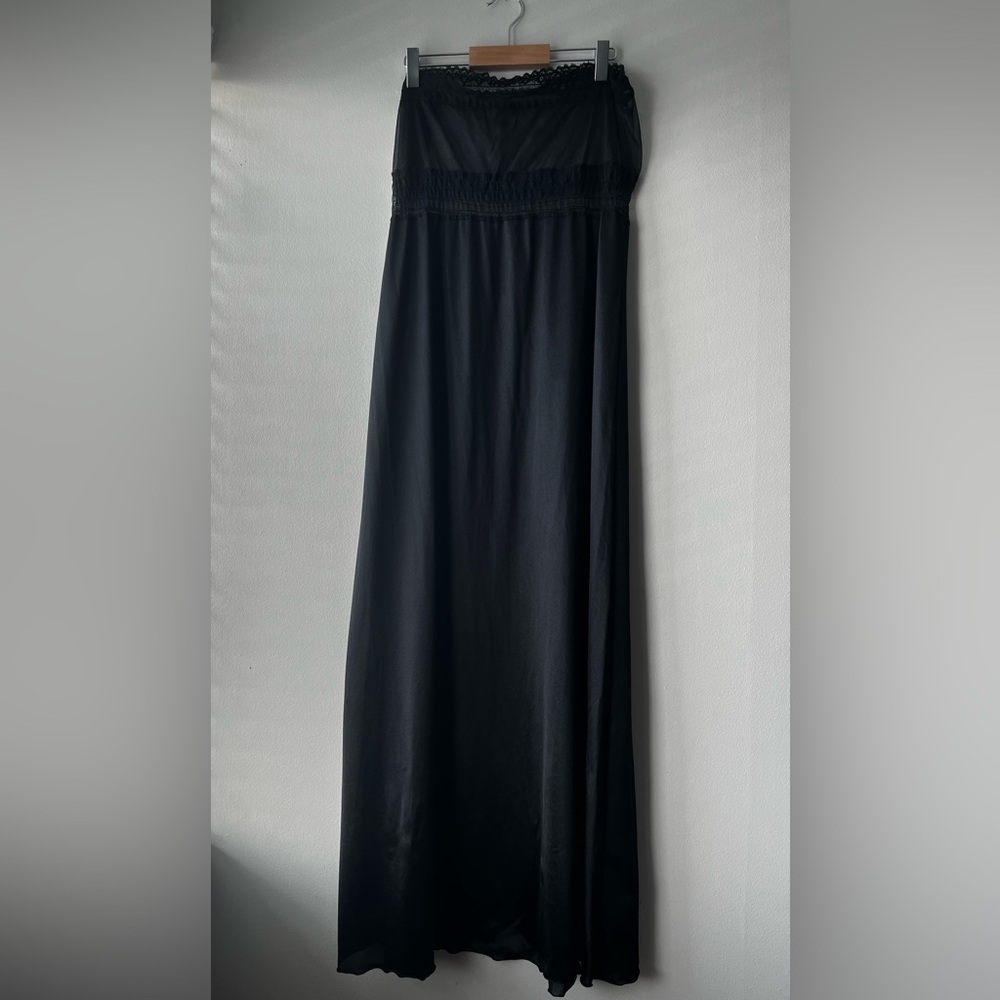 Vintage Long Black Strapless Slip Dress